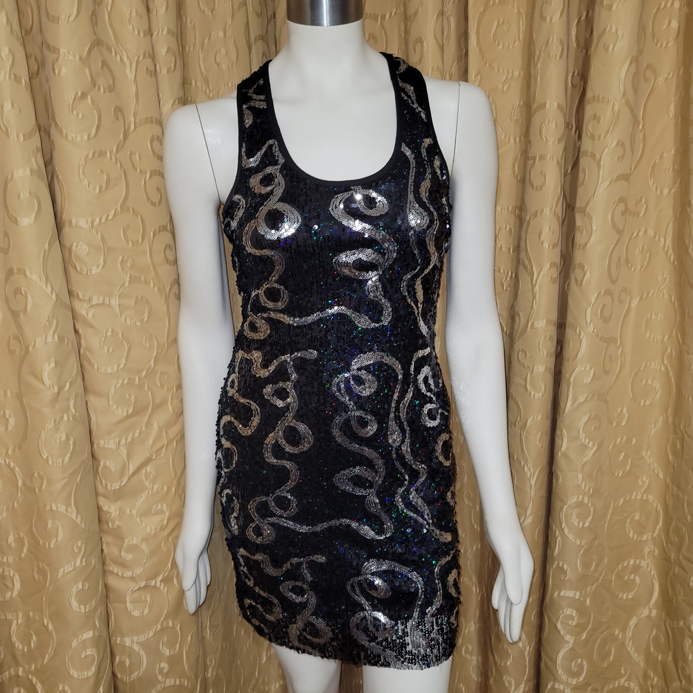 Women's Small Black/Silver Sequin Dress